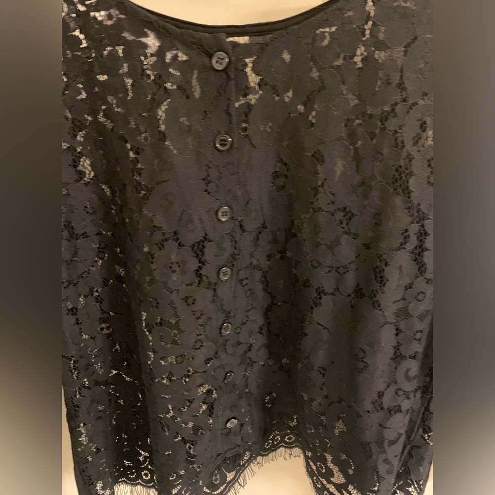 Anthropologie Bishop + Young Black lace top buttons up back - Picture 3 of 3